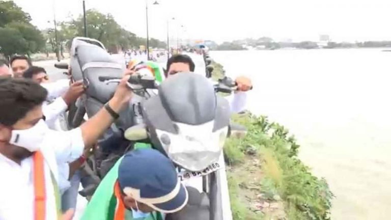 Youth Throws Bike into Hussain Sagar, Check Out Why