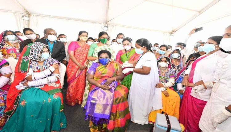 Guv Tamilisai Creates History, Takes Vaccine in a Tribal Habitation