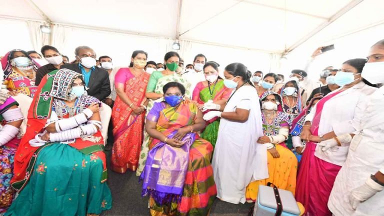 Guv Tamilisai Creates History, Takes Vaccine in a Tribal Habitation