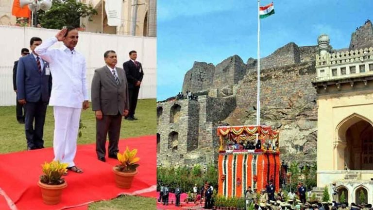 CM KCR Hoisted Independence Day Flag at Golconda Fort