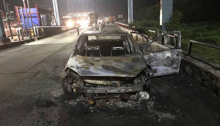 Car catches fire near Renigunta toll plaza