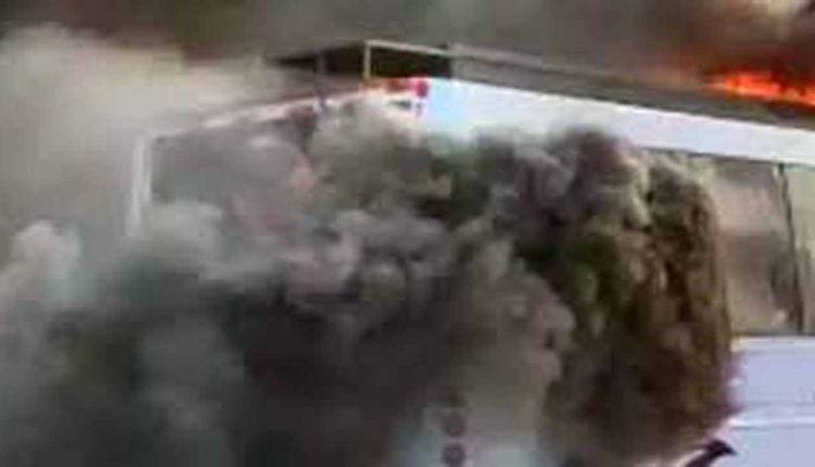 Private Travels Bus Catches Fire in Jangaon
