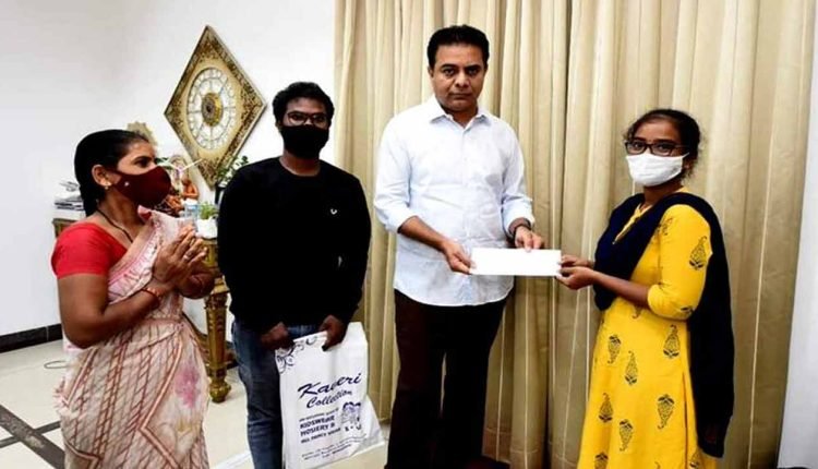 KTR Offers Financial Aid to a Girl in Hyderabad