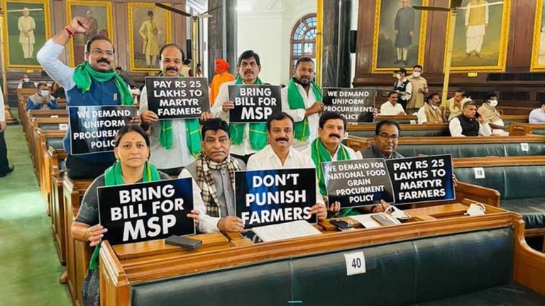 TRS MPs Nama, Santhosh stage protest at LS on farm issues