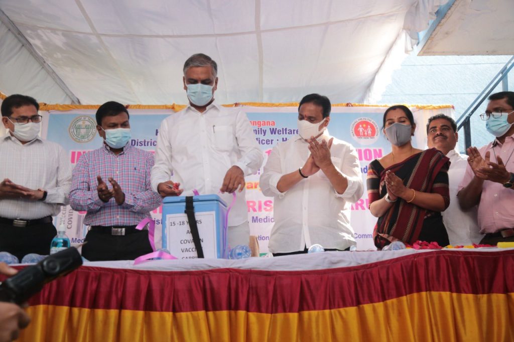 Harish Rao Launches Covid Vaccination Drive For 15 To 18 Years