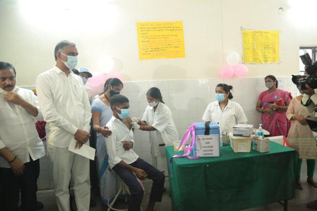Harish Rao Launches Covid Vaccination Drive For 15 To 18 Years
