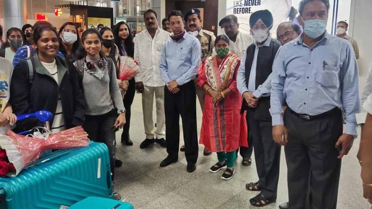 First batch of 15 Telangana students from Ukraine reached Hyderabad today