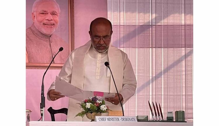 N Biren Singh takes oath as Manipur CM