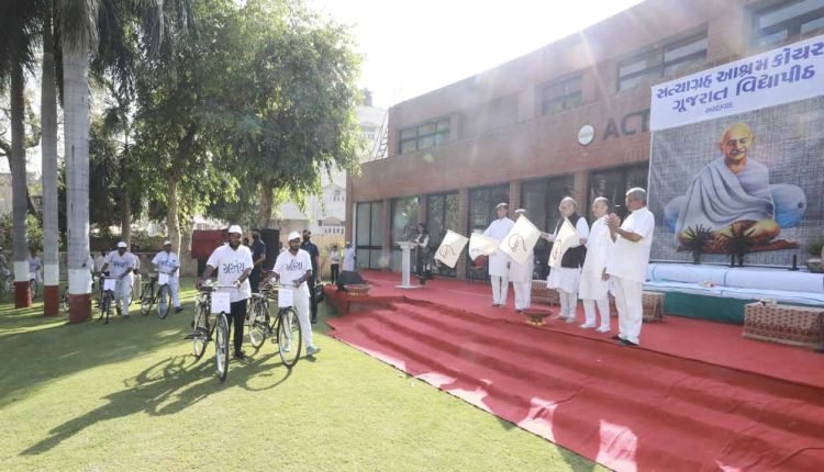 Amit Shah flags off ‘Dandi Cycle Yatra’ in Ahmedabad
