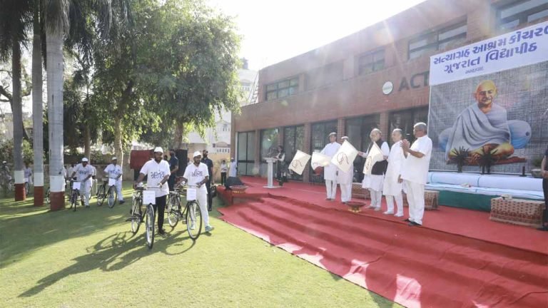 Amit Shah flags off ‘Dandi Cycle Yatra’ in Ahmedabad