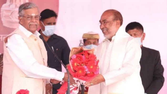 N Biren Singh takes oath as Manipur CM