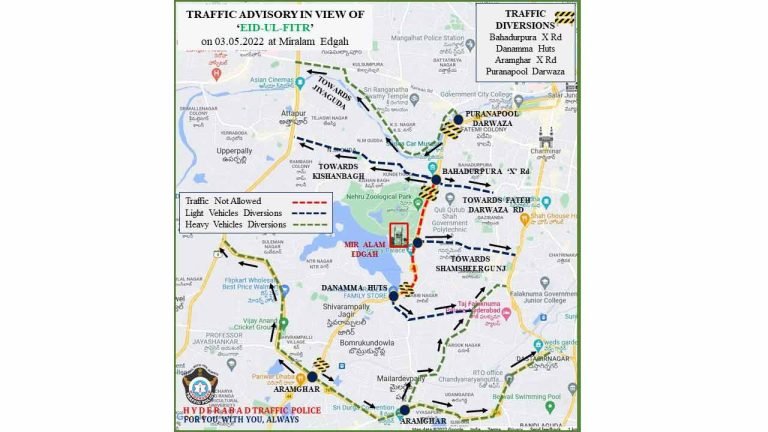 Traffic restrictions for Eid-Ul-Fitr in Hyderabad