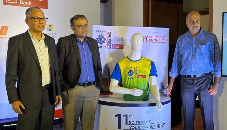 Logo and Race t-shirt unveiled for NMDC Hyderabad Marathon 2022