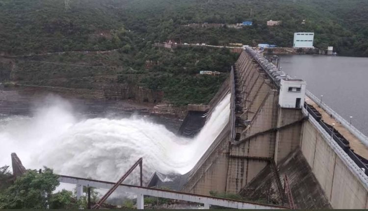 Four gates lifted at Srisailam as floods continues to project