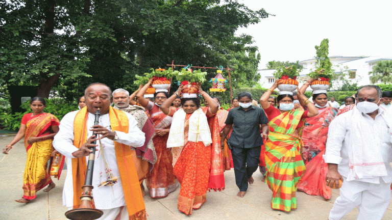 Tamilisai Offers Bonam to Goddess Nalla Pochamma in Raj Bhavan