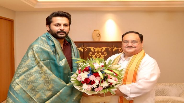Actor Nithiin meets JP Nadda