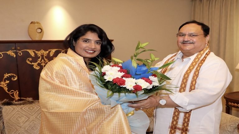 Cricketer Mithali Raj calls on JP Nadda