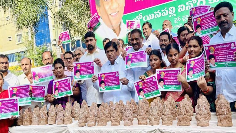 Vinod Kumar launches distribution of clay Ganesh idols