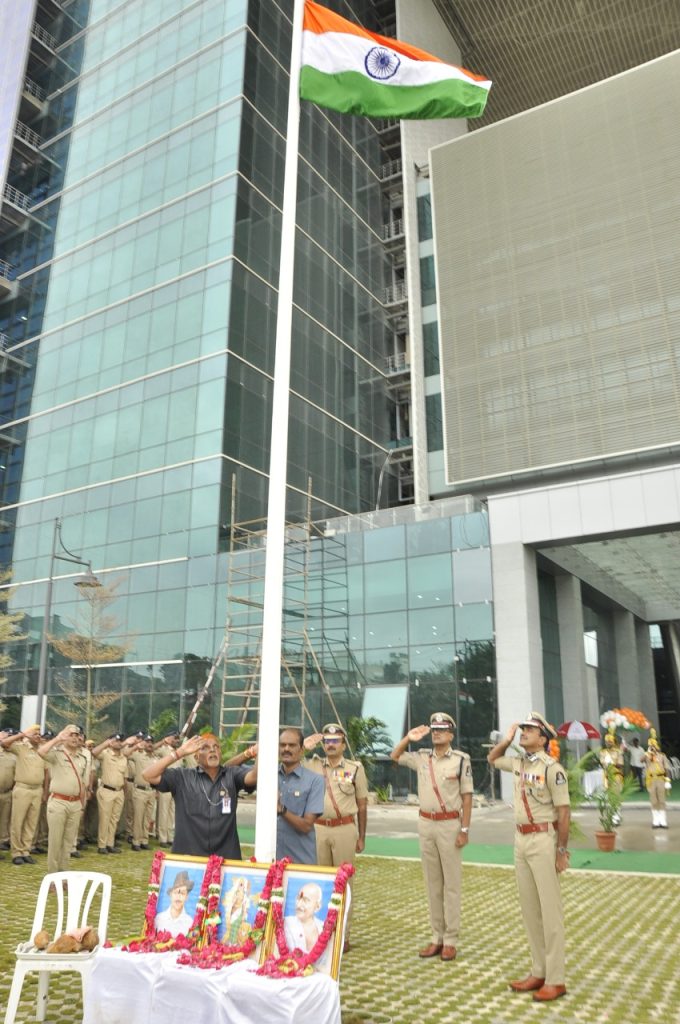 CP Anand Hoisted Tricolour at Hyderabad Police Commissionerate