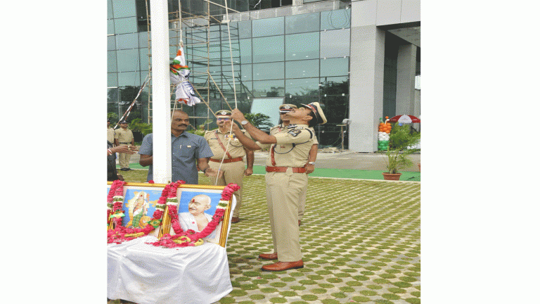 CP Anand Hoisted Tricolour at Hyderabad Police Commissionerate