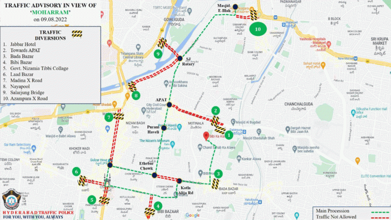 Bibi ka Alam procession: Traffic curbs on Tuesday