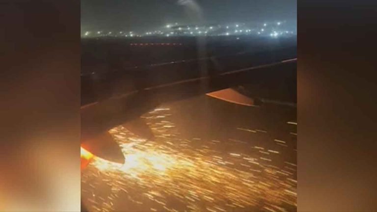 WATCH: Indigo plane catches fire at Delhi airport