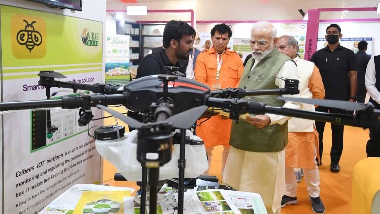 Hyderabad’s Maru Drones demonstrated their Agri Multi Utility Drone Platfrom AG 365 to PM Modi