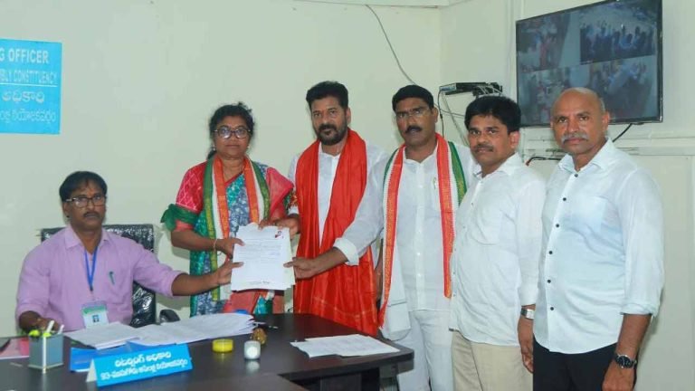 Congress candidate Palvai Sravanthi files nomination papers from Munugodu