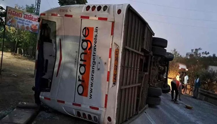 Nine Injured As Bus Unturned At Chityal Mandal