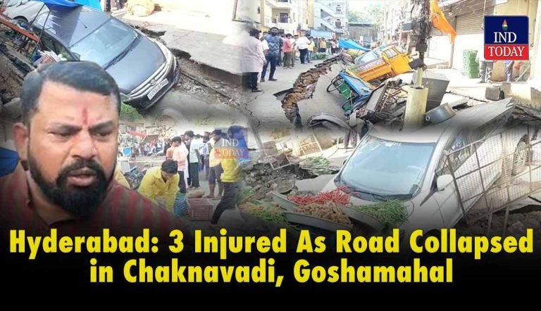 Hyderabad: 3 Injured As Road Collapsed in Chaknavadi, Goshamahal