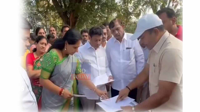 Kavitha Inspected the Construction Works Of Haj House In Nizamabad