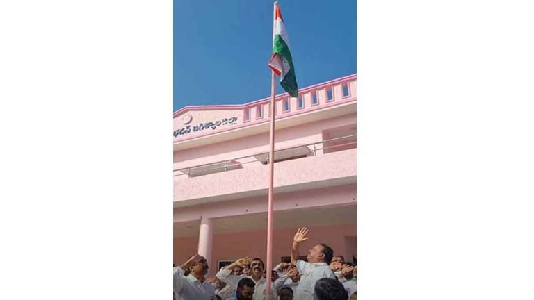 BRS MLA Does Not Follow National Flag Foundation Guidelines, Pink Color Used For Flag Pole