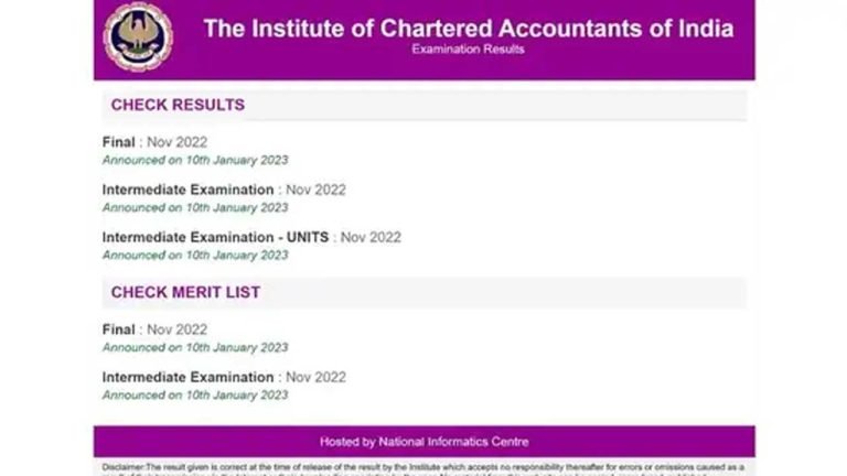 ICAI Results 2022: CA Final, Inter November Results Out, Link Here