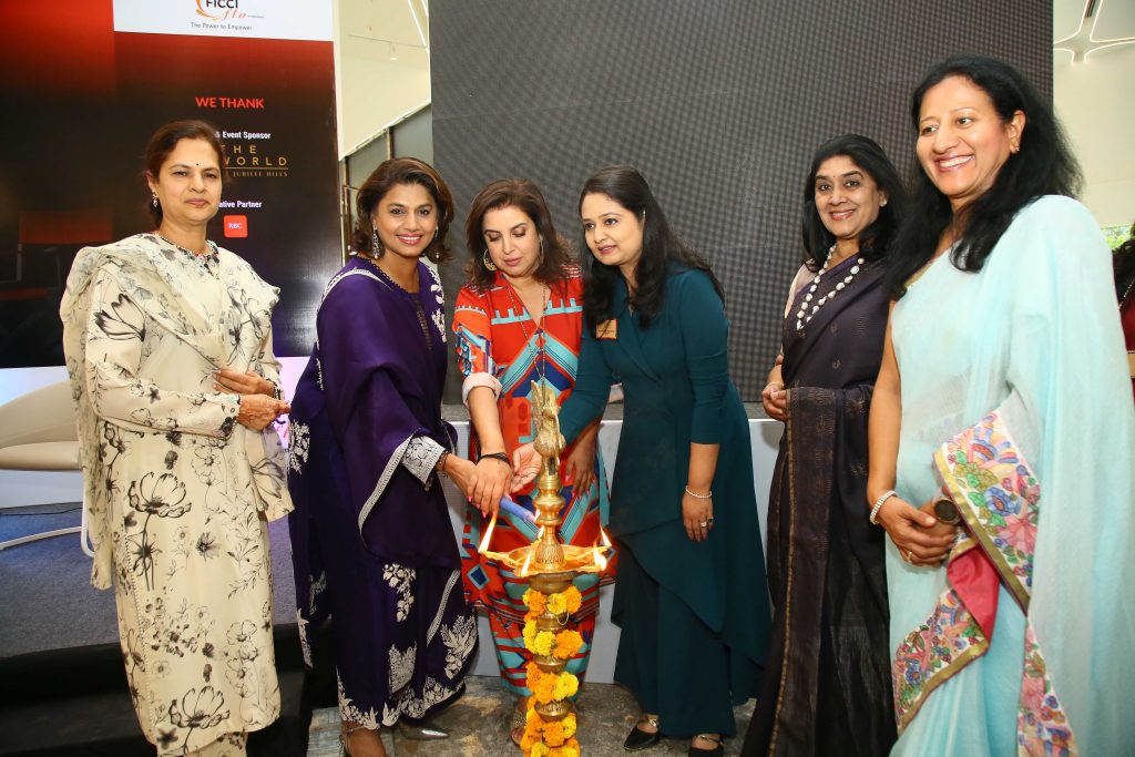 Farah khan, Shubhraa Maheshwari and Pinky Reddy seen lighting the lamp to inaugurate the session