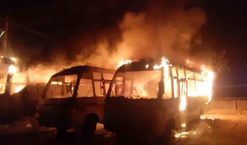 Three Buses Caught Fire In Kukatpally