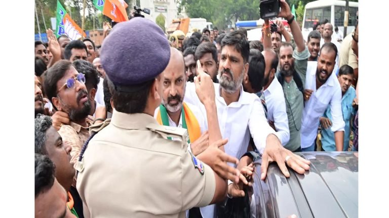Bandi Sanjay Arrested On The Way To TSPSC Office
