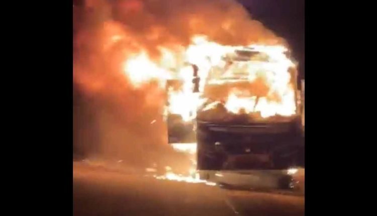 Narrow Escape For Passengers As Bus Enroute Nandyal Catches Fire