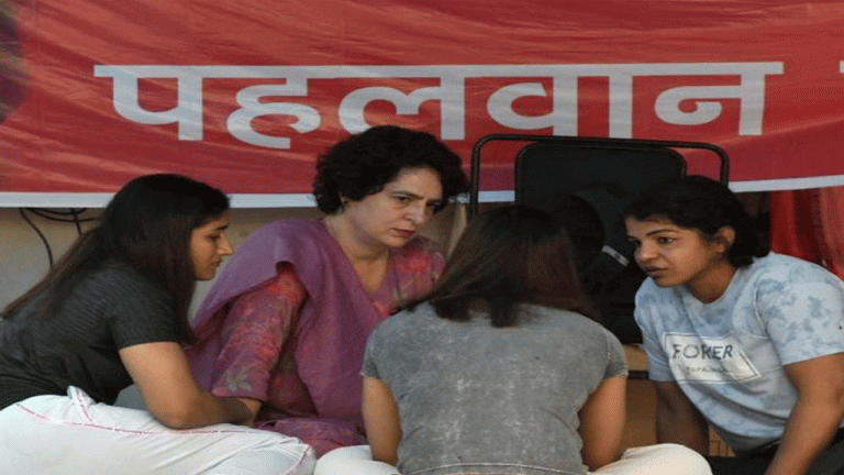 Priyanka Gandhi Meets Protesting Wrestlers at Jantar Mantar