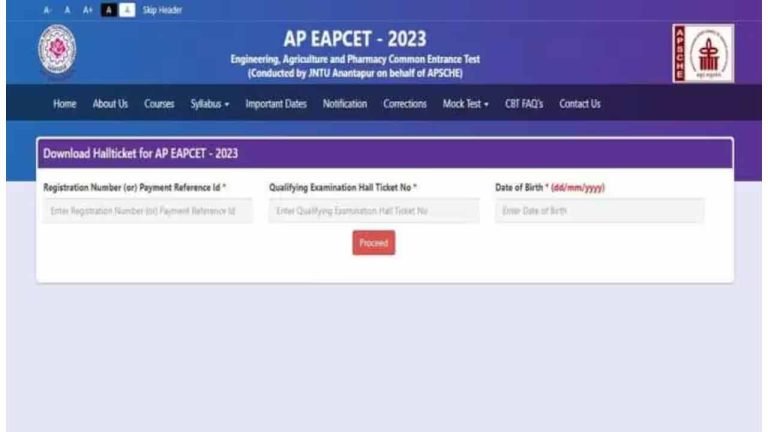 AP EAMCET 2023 Hall Ticket Released, Download Here