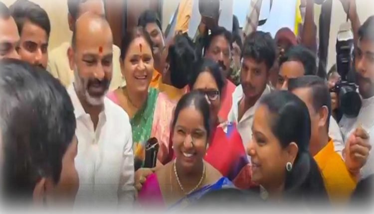 Bandi Sanjay and Kavitha Greets Each Other With a Smile