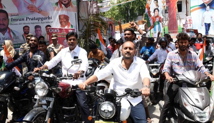 Congress celebrates Telangana Formation Day with a grand bike rally