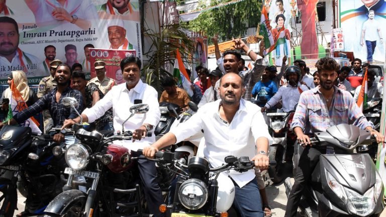 Congress celebrates Telangana Formation Day with a grand bike rally