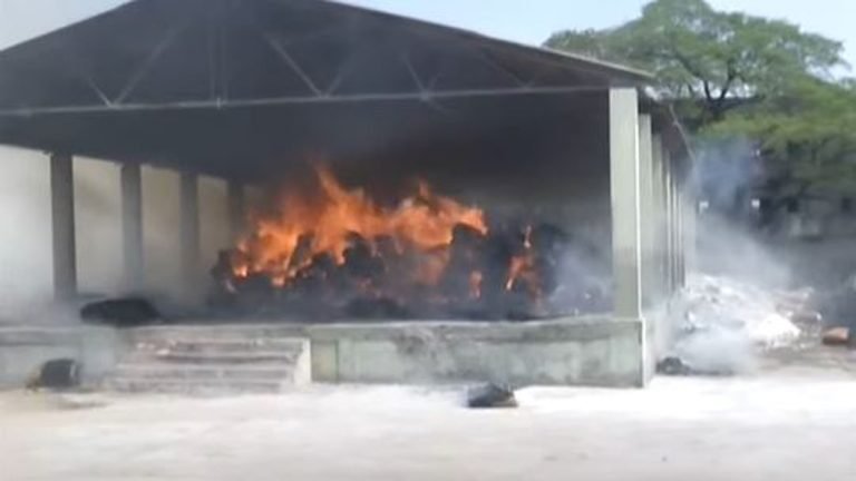 Huge Fire Accident In The Khammam Cotton Market 