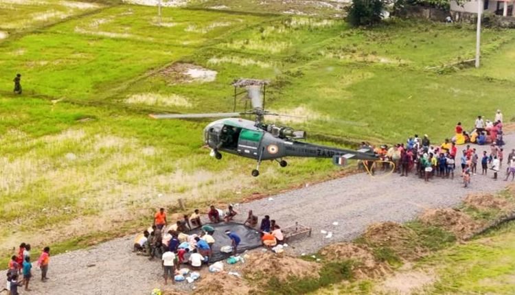 IAF helicopters dropped 600kg of food packets in flood-affected regions of Telangana