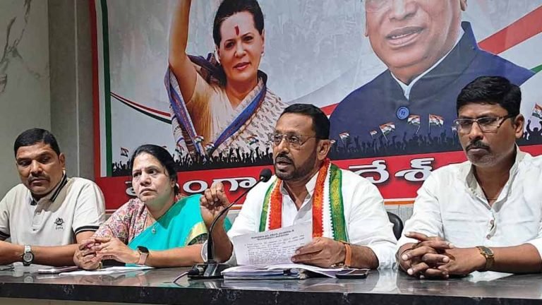 Congress accuses BRS Govt of cheating the homeless families on 2BHK promise
