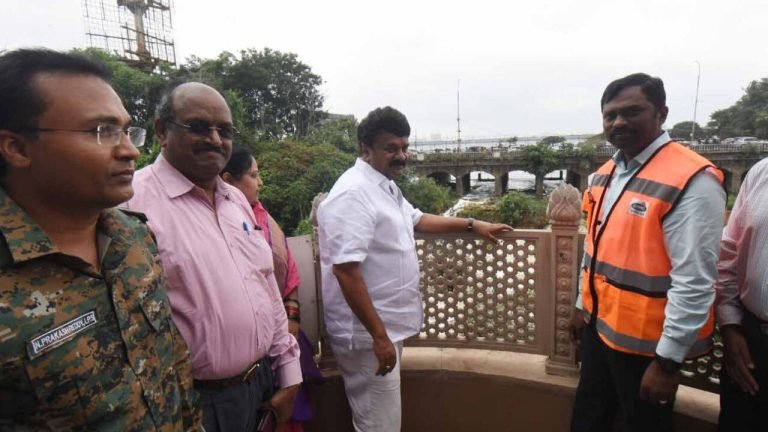 Talasani inspects Hussain Sagar as it reaches full capacity, State Of High Alert To Be Maintained In The City