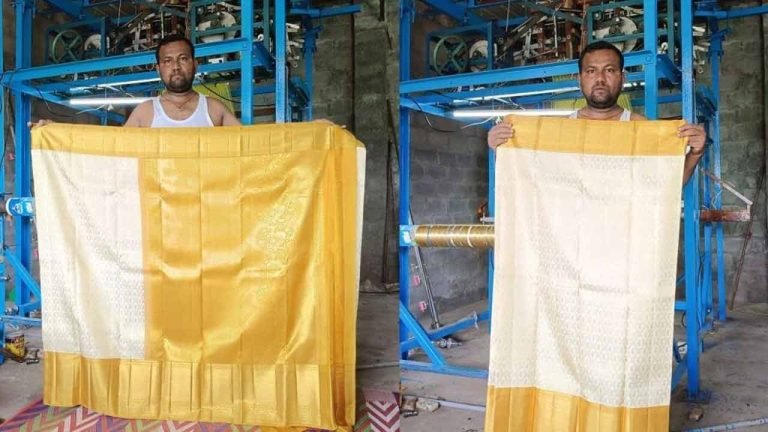 Saree Handwoven With Gold And Silver: Another Record In The Name Of Siricilla Netanna