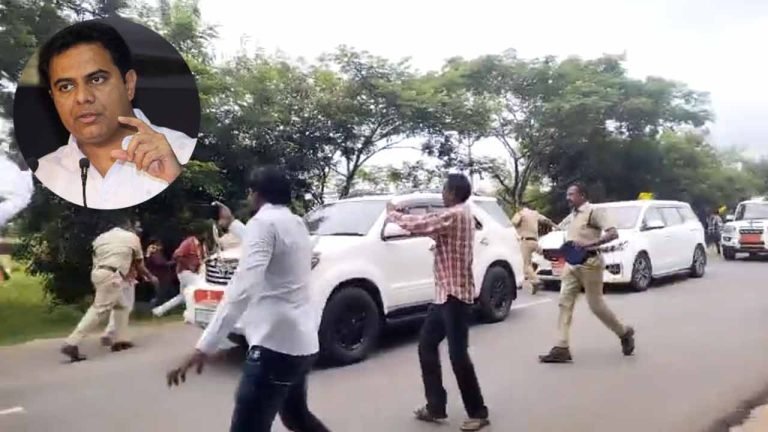 WATCH: Tension In Kamareddy, The Congress Workers Blocked KTR's Convoy