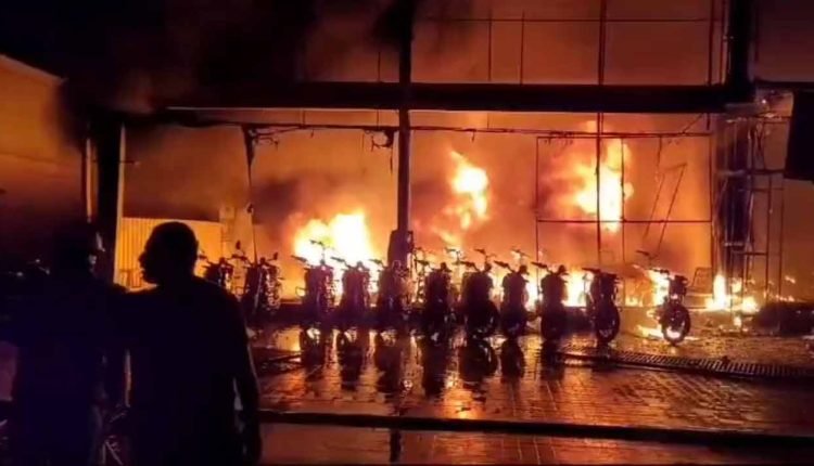 Huge Fire Broke Out At TVS Showroom In Vijayawada