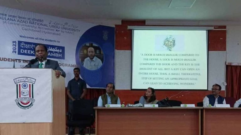 Mr. A. K. Khan IPS Addresses students at MANUU